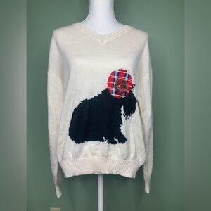 Vintage Cyn Les Shirlee Womens V Neck Sweater Scottie 1960s Size Medium M